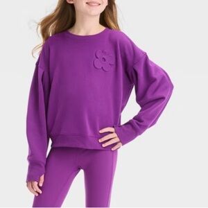 All in Motion purple appliqué sweatshirt and wide leg leggings size 8